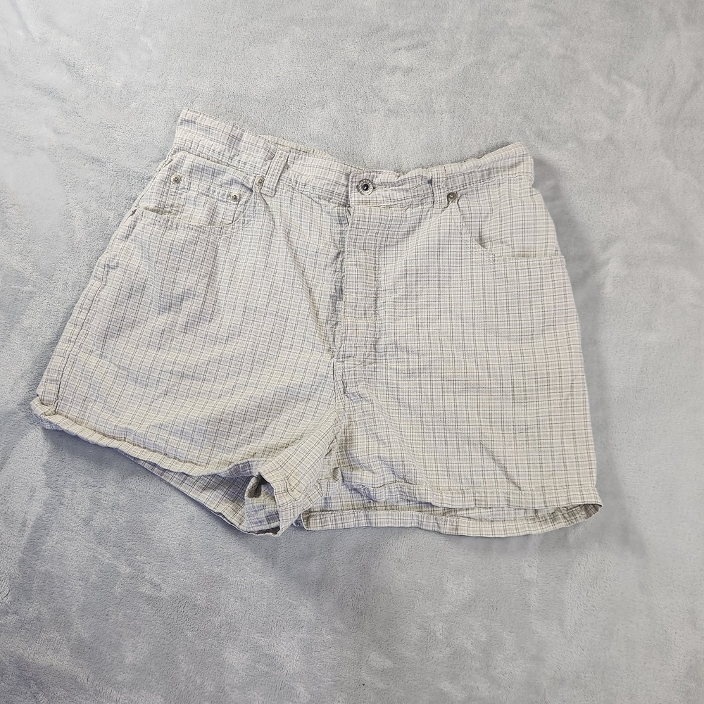 Old Navy Beige‎ Micro Plaid Chino Shorts 100% Cotton Womens 8 Y2K Preppy